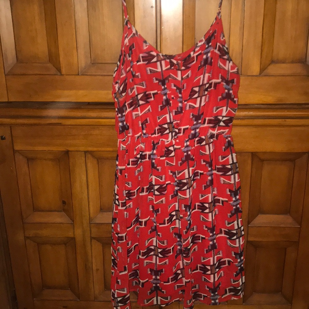 Red patterned dress